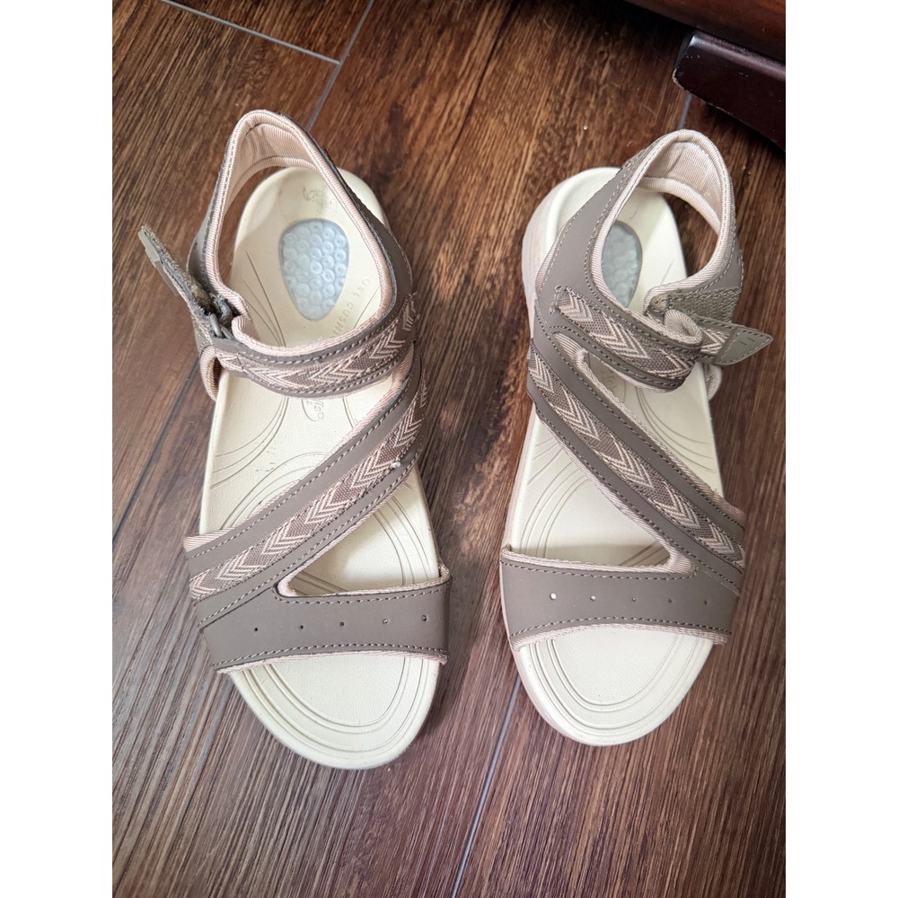 Dr Scholls Daydream Sandals Womens 6.5 M Taupe Tan Strappy Comfort Gel Cushion